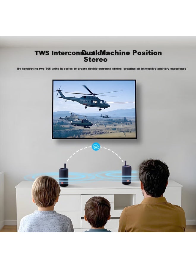 Claison T65 Wireless Bluetooth Speaker Outdoor Portable Subwoofer Desktop Speaker Camping Speaker Square Dance High Quality Gift Mini Speaker Midnight Blue - Image 3