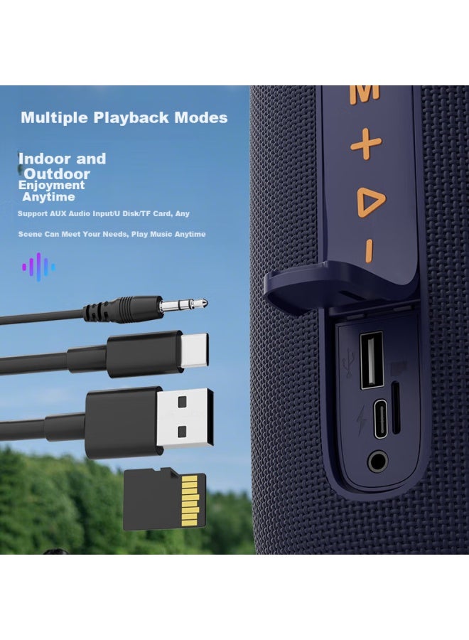 Claison T65 Wireless Bluetooth Speaker Outdoor Portable Subwoofer Desktop Speaker Camping Speaker Square Dance High Quality Gift Mini Speaker Midnight Blue - Image 4