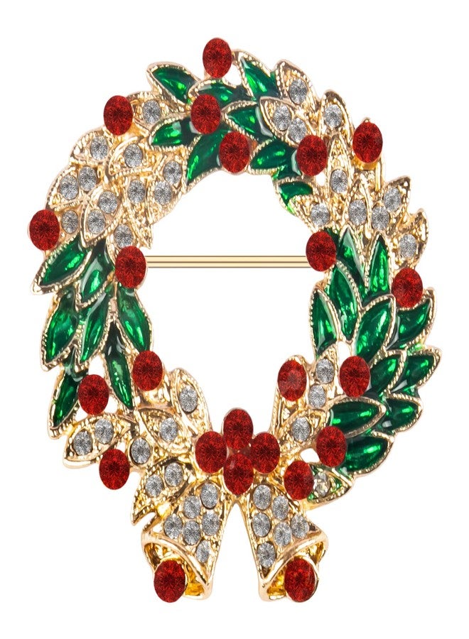 WATACHE Christmas Garland Rhinestone Brooch Pin for Women Fashion Crystal Colored Broches Vintage Jewelry Broche Wreath Pins (Christmas Garland) - Image 1