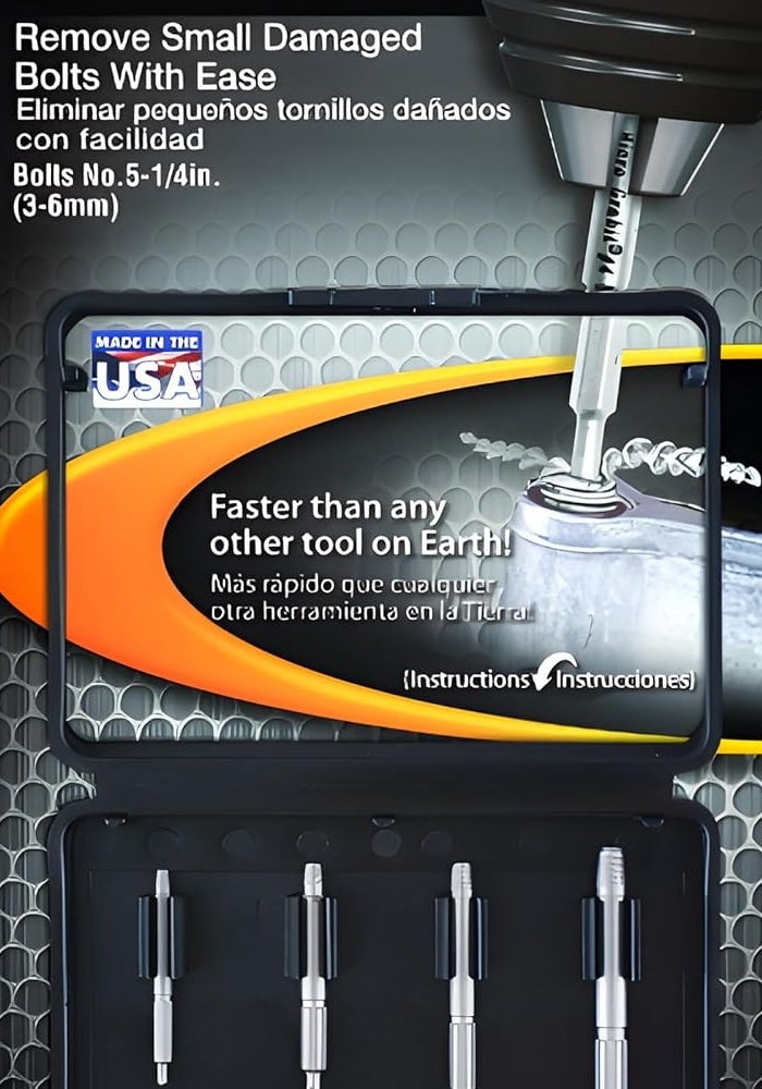 Alden Grabit Micro Broken Bolt Extractor 4 Piece Kit - Small Bolt and Screw Remover - Image 1