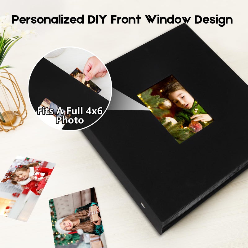 Aevdor 1000 Pockets Photo Album 4x6, Extra Large Capacity Linen Cover Wedding Family Photo Albums Holds 1000 Horizontal and Vertical Photos, Acid-free Pages 4x6 Photo Album with Front Window (Black) - Image 5