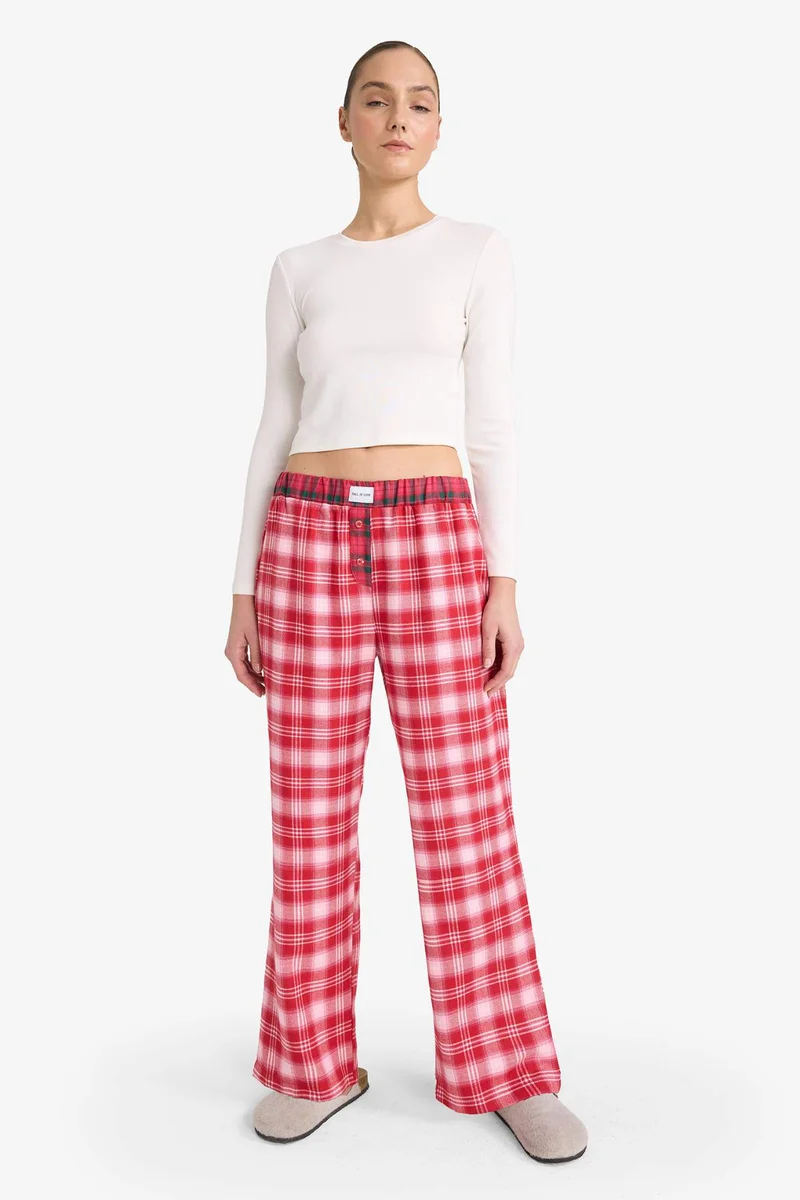 ديفاكتو Regular Fit Flannel Plaid Pyjamas Bottoms