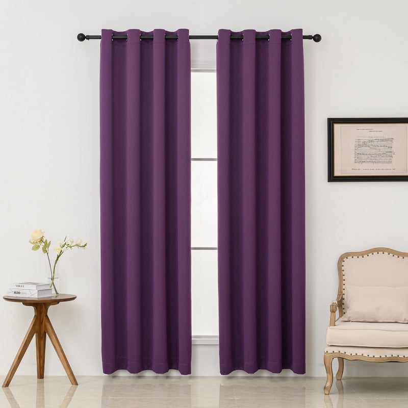 Pickluc Purple Blackout Curtains with Grommet 84 Inches Long 2 Panels Light Blocking Window Drapes for Living Room Thermal Insulated Noise Reduction Privacy Protection 52 Wide x 84 Length