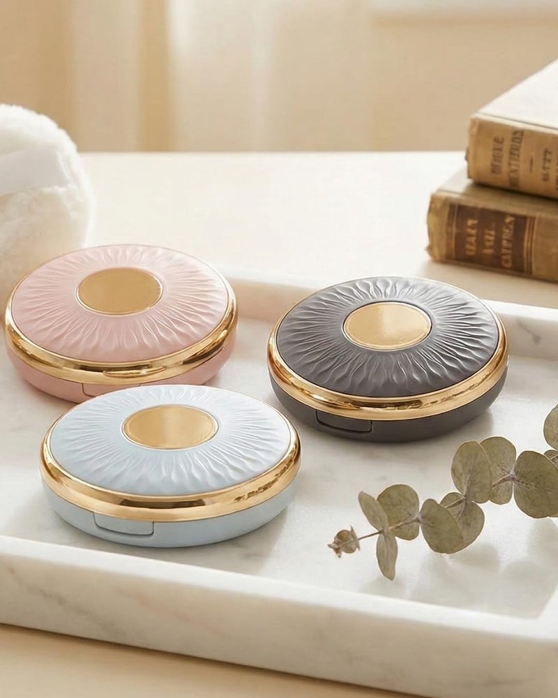 Compact Folding Mirror, Stylish Wave Design, Double Face, Makeup and Travel Mirror (Grey x Gold) - Image 4