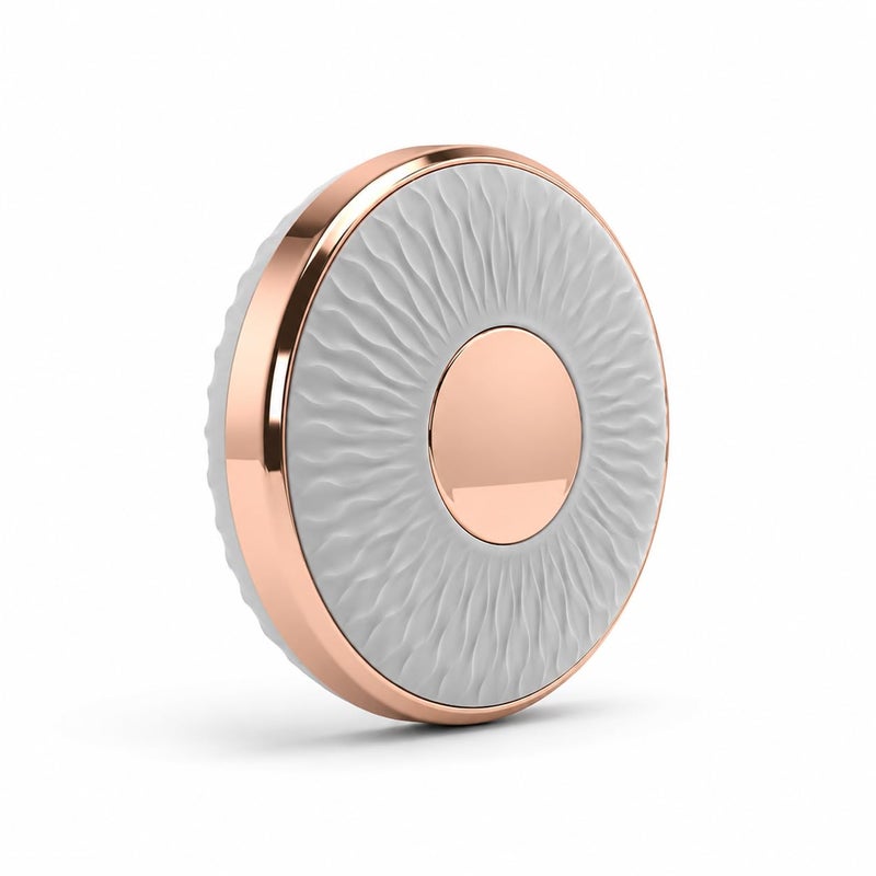 Compact Folding Mirror, Stylish Wave Design, Double Face, Makeup and Travel Mirror (Grey x Gold) - Image 1
