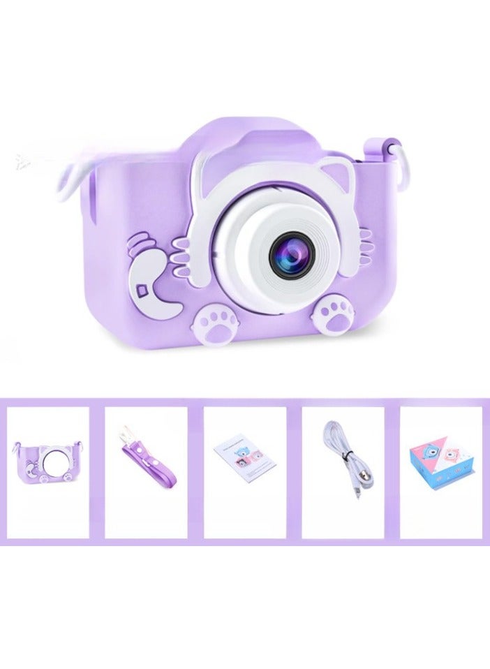 AROAQ Kids Camera, HD 1080p Shockproof Children Video Camera, Portable Mini  Dual Camera Toy, Multiple Functions Digital Camera For Girls Boys, (X5s High Definition Dual Camera Purple Cat) - Image 1