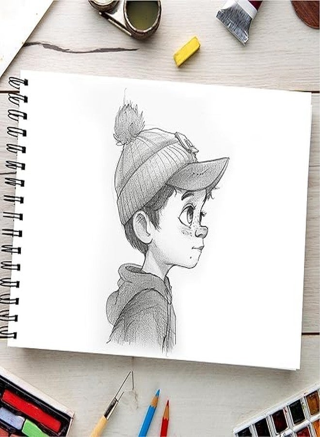 PaperO A5 Sketch/Drawing Book - 140 GSM, 100 Pages/50 Sheets, Metal Wire-O Bound - Perfect for Professional Artists, Architects, Kids, and Adults (21.0 x 14.8 cm) (Meadow Sketch) (Meadow Sketch) - Image 2