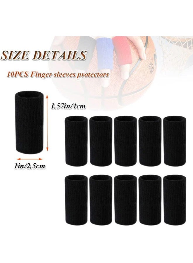 Whale حماة أصابع، 10 قطع أكمام أصابع رياضية مرنة لدعم الإبهام لكرة السلة والجولف، أكمام أصابع متميزة لالتهاب المفاصل مثالية لتخفيف الألم (مجموعة 10 قطع باللون الأسود) - Image 4