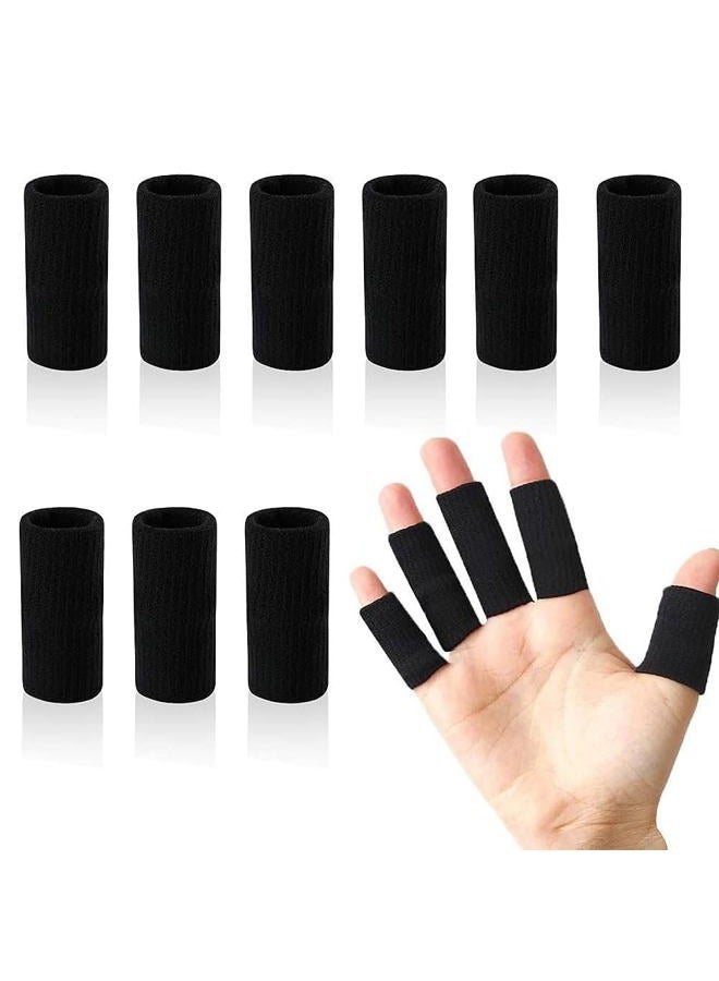 Whale حماة أصابع، 10 قطع أكمام أصابع رياضية مرنة لدعم الإبهام لكرة السلة والجولف، أكمام أصابع متميزة لالتهاب المفاصل مثالية لتخفيف الألم (مجموعة 10 قطع باللون الأسود) - Image 1