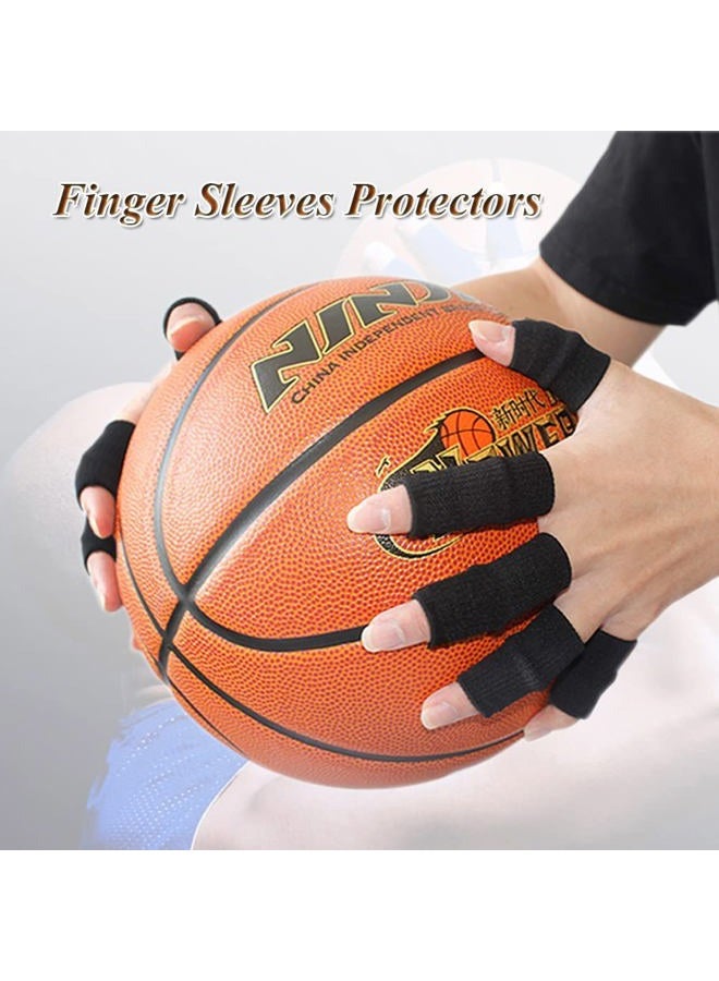 Whale حماة أصابع، 10 قطع أكمام أصابع رياضية مرنة لدعم الإبهام لكرة السلة والجولف، أكمام أصابع متميزة لالتهاب المفاصل مثالية لتخفيف الألم (مجموعة 10 قطع باللون الأسود) - Image 2