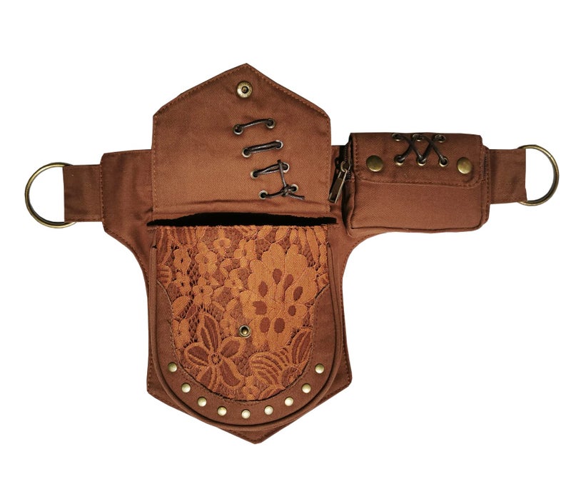 Larswon Renaissance Leg Bag for Women Renaissance Belt Festival Bags Hip Pouch for Women Thigh Pack Coffee - Image 4