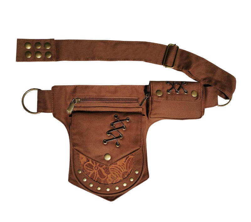 Larswon Renaissance Leg Bag for Women Renaissance Belt Festival Bags Hip Pouch for Women Thigh Pack Coffee - Image 1