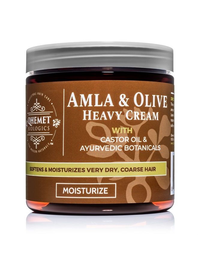 QHEMET BIOLOGICS Amla & Olive Heavy Cream - Moisturizing Balm for Extremely Dry & 4C Hair - Adds Soft, Supple Moisture & Hydration to Afros, Coils, Curls, Puffs, Twists, Braids, Locs & More (8.9 oz) - Image 1