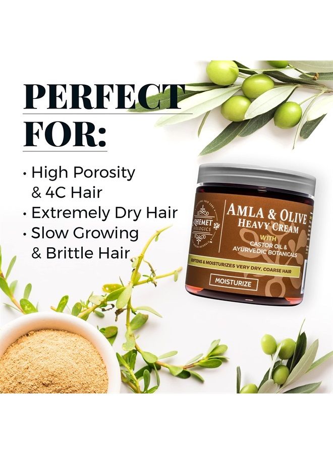 QHEMET BIOLOGICS Amla & Olive Heavy Cream - Moisturizing Balm for Extremely Dry & 4C Hair - Adds Soft, Supple Moisture & Hydration to Afros, Coils, Curls, Puffs, Twists, Braids, Locs & More (8.9 oz) - Image 4