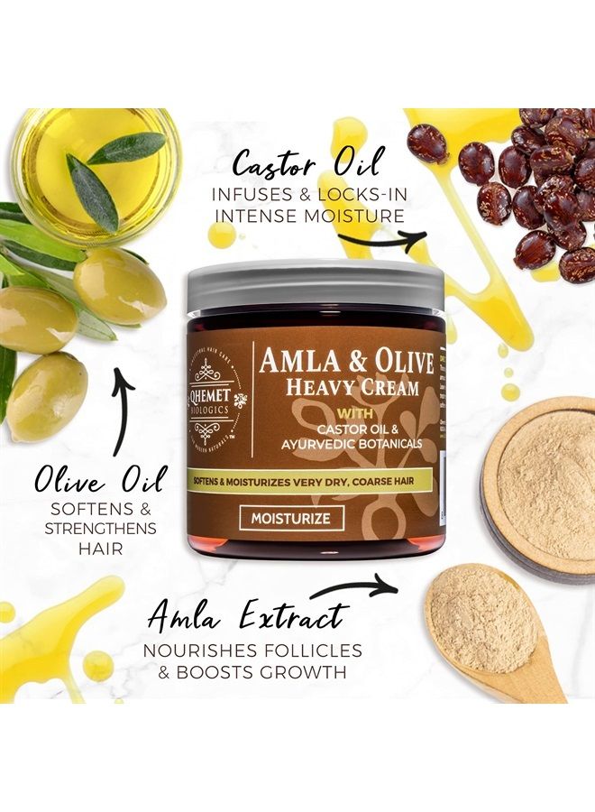 QHEMET BIOLOGICS Amla & Olive Heavy Cream - Moisturizing Balm for Extremely Dry & 4C Hair - Adds Soft, Supple Moisture & Hydration to Afros, Coils, Curls, Puffs, Twists, Braids, Locs & More (8.9 oz) - Image 2