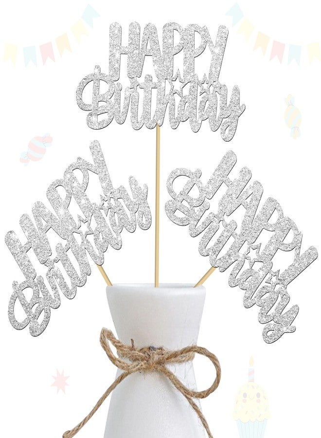 اوموني أعواد تزيين طاولة حفلات عيد الميلاد الفضية اللامعة، 12 قطعة، زينة طاولة حفلات عيد ميلاد سعيدة، قطع مركزية مزدوجة الجوانب لحفلات أعياد الميلاد والذكرى السنوية وحفلات استقبال المولود الجديد - Image 1