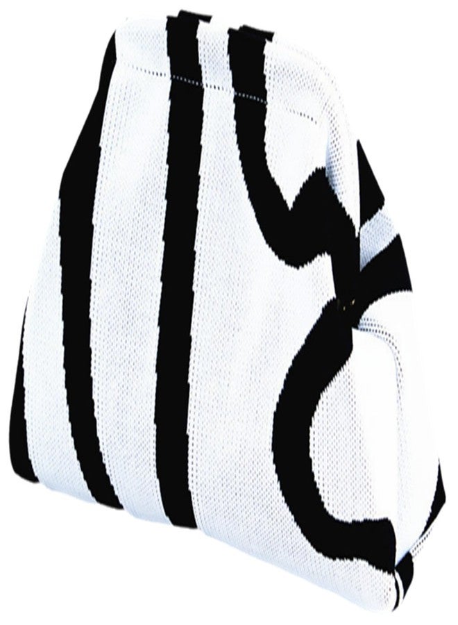 DIHKLCIO Evening Bag Woven Crochet Purses for Women Beach Clutch Handbag Dumpling Clutch Ruched Cloud Purse colorblock bag（white-black irregularity） - Image 1