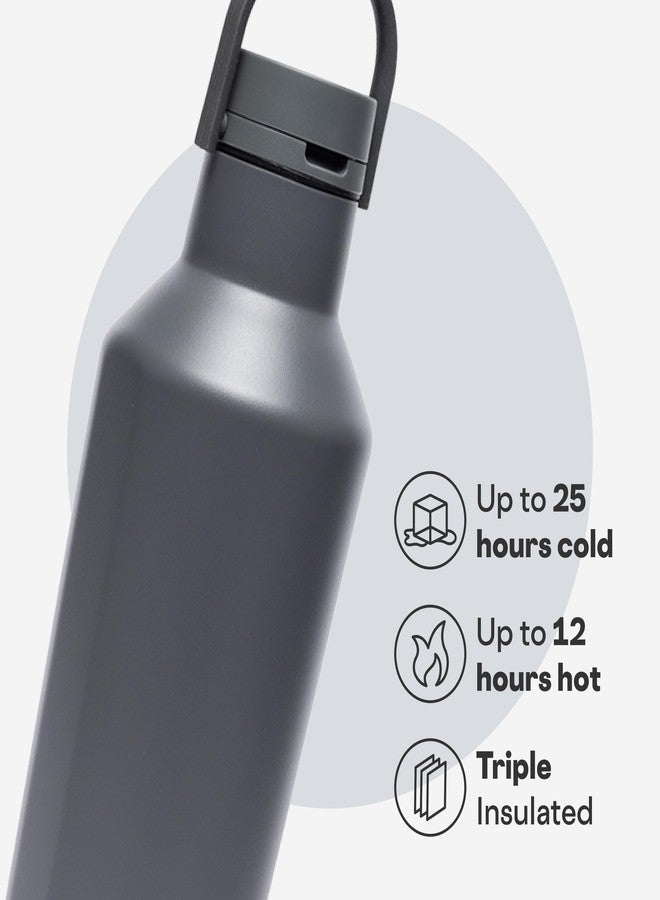 Corkcicle Classic Sport Canteen Insulated Water Bottle - Keeps Beverages Cold 25 Hours - Triple Insulated - Summer Drinkware Gift - Keeps Drinks Ice Cold - Leak-Proof Cap - 20 oz - Flint - Image 3