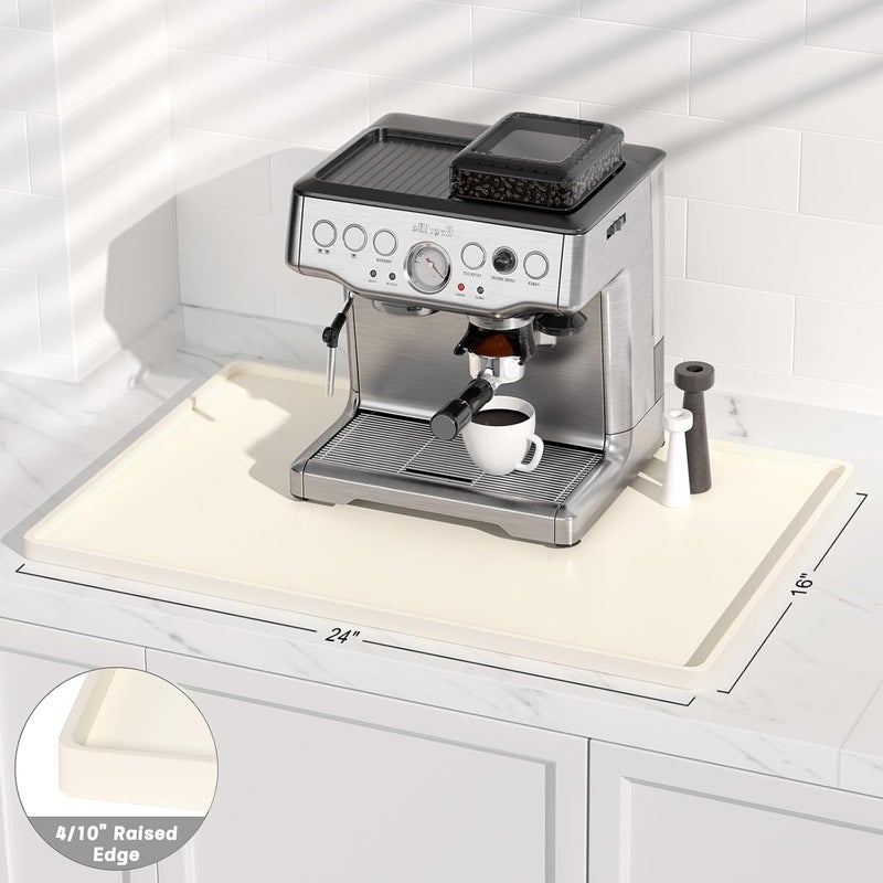 Rnivvi حصيرة قهوة من السيليكون من ، مقاس 12" x 19"، مقاومة للماء وذات حافة مرتفعة، مناسبة لملحقات محطة آلة الإسبريسو، وسادة لتجفيف الأطباق مقاومة للحرارة للعمل على طاولة المطبخ، لون أخضر - Image 3