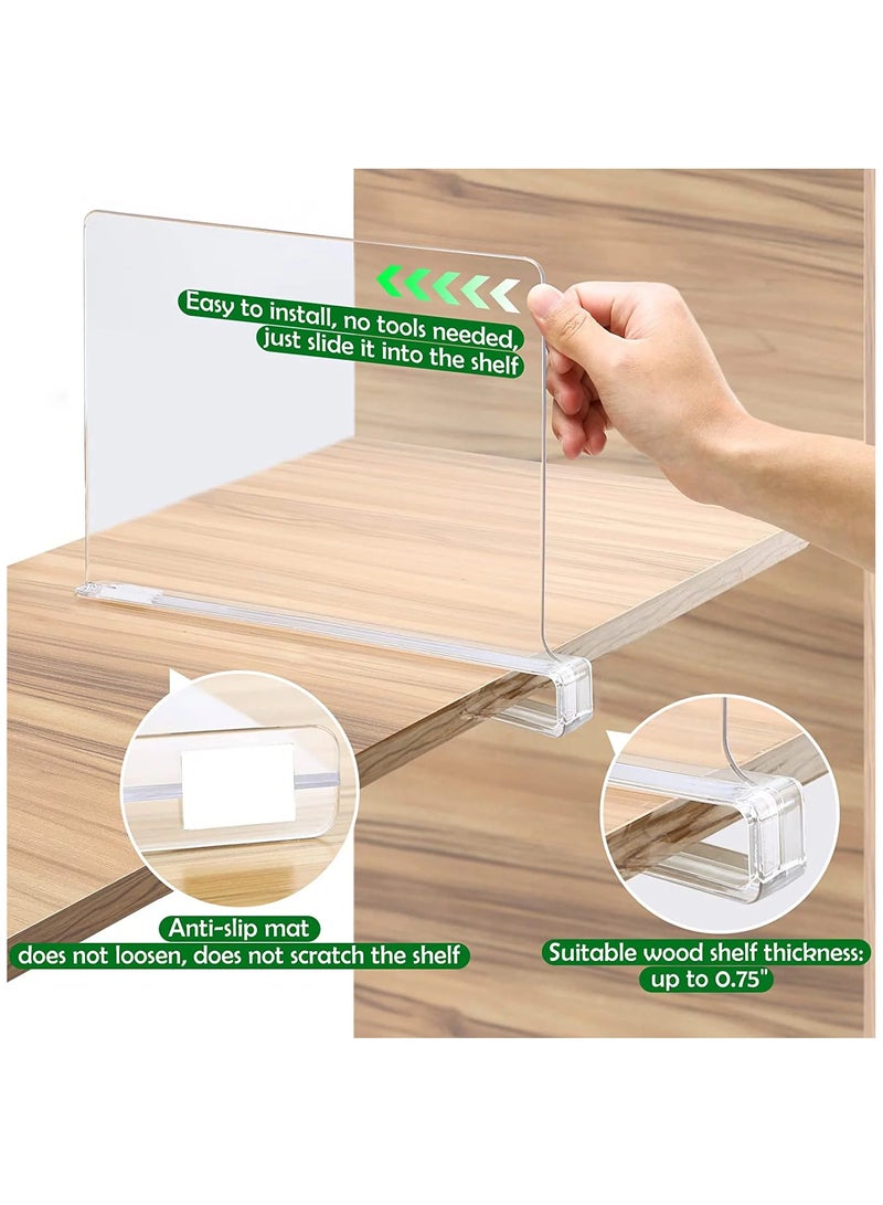 6 Pack Acrylic Shelf Dividers, Clear Shelves Organizer for Bedroom, Kitchen, Office, Cabinets, Bathroom, Closets - Image 2