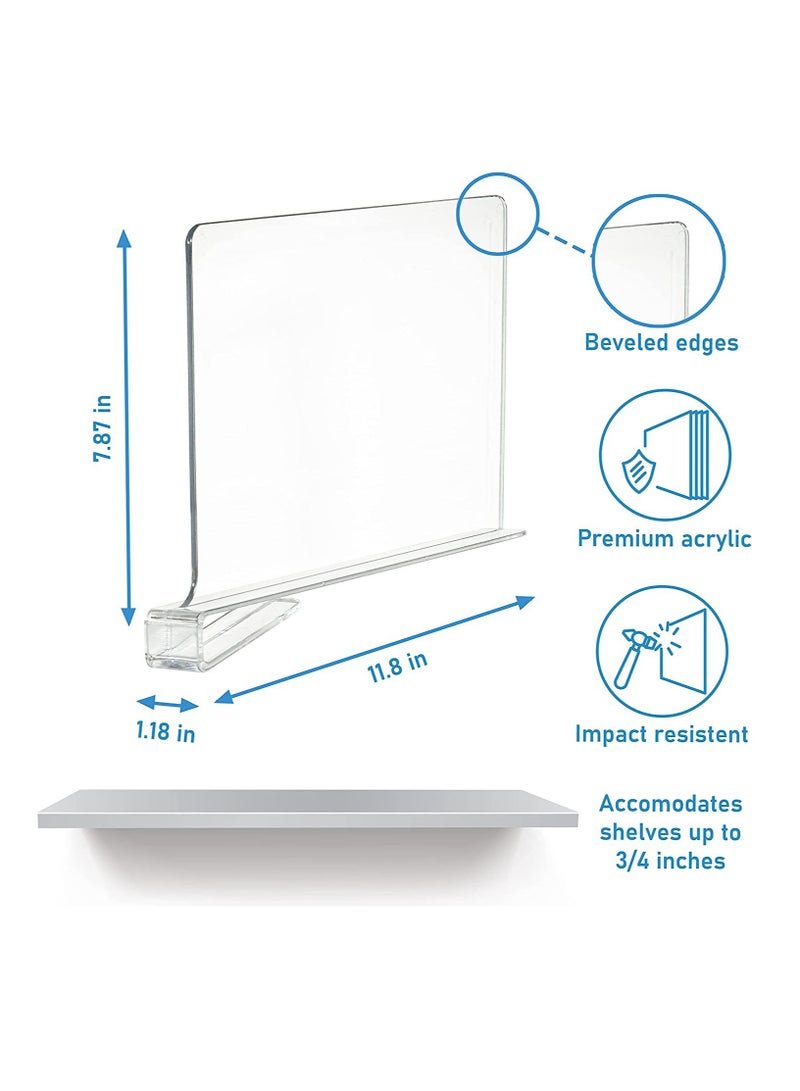 6 Pack Acrylic Shelf Dividers, Clear Shelves Organizer for Bedroom, Kitchen, Office, Cabinets, Bathroom, Closets - Image 3