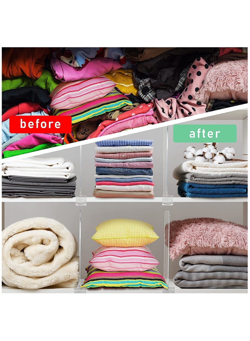 6 Pack Acrylic Shelf Dividers, Clear Shelves Organizer for Bedroom, Kitchen, Office, Cabinets, Bathroom, Closets - Image 4