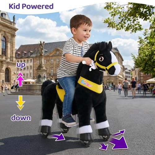 PonyCycle Ride on Toys Riding Black Horse Toys Essential Model E with Brake 30 HeightSize 3 Pony Rider Walking Animals Rocking Horse Ride on Horse for Kids Riding Toys No Battery Electricity E338 - Image 5