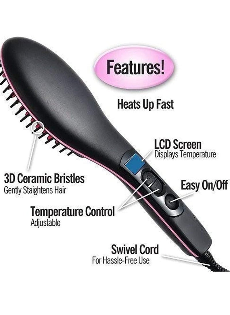 ELTRAZONE Simply Straightener Hair Brush, Straightening Machine, 3 in 1 Ceramic Fast Hair Straightener For Women's Hair Straightening Brush, Hair Straightener For Women, Black - Image 5