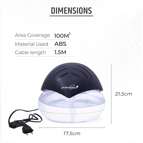 Aromahpure Air Revitalizer|1800ml | Black | Air Humidifier with Built-in Blue LED Light & Wide Coverage | Improves Air Quality, Room Moisture, neutralize Perfect for Home & Office - Image 2