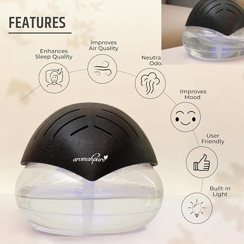 Aromahpure Air Revitalizer|1800ml | Black | Air Humidifier with Built-in Blue LED Light & Wide Coverage | Improves Air Quality, Room Moisture, neutralize Perfect for Home & Office - Image 3