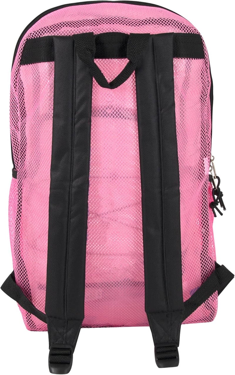 Trailmaker Deluxe See Through Mesh Backpack with Bungee Cord & Adjustable Padded Straps for Swimming, Travel (Pink) - Image 5