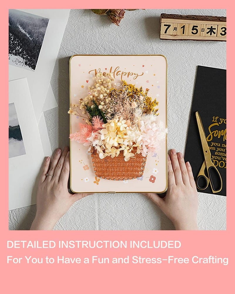 Luckam طقم فن الخيوط DIY، طقم حرفي لزهور الخيوط للبالغين والأطفال DIY زهور مجففة، طقم حرفي لتزيين العطلات (سلة زهور) - Image 3