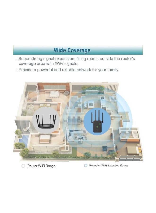 مكرر واي فاي لاسلكي بسرعة 300 ميجابت في الثانية، معزز إشارة واي فاي، نطاق واحد، موسع واي فاي 2.4 جيجا، مكبر واي فاي 802.11ac جيجابت، موجه WPS، AC300 - Image 4