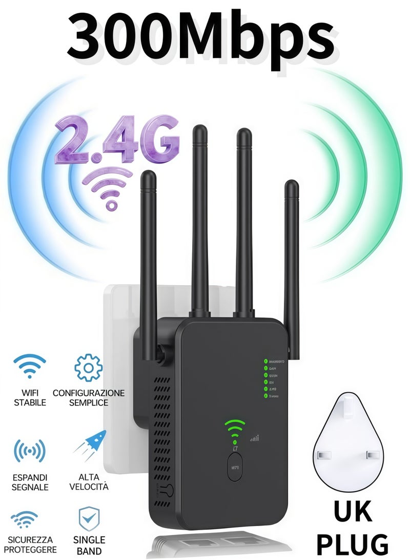 مكرر واي فاي لاسلكي بسرعة 300 ميجابت في الثانية، معزز إشارة واي فاي، نطاق واحد، موسع واي فاي 2.4 جيجا، مكبر واي فاي 802.11ac جيجابت، موجه WPS، AC300 - Image 1
