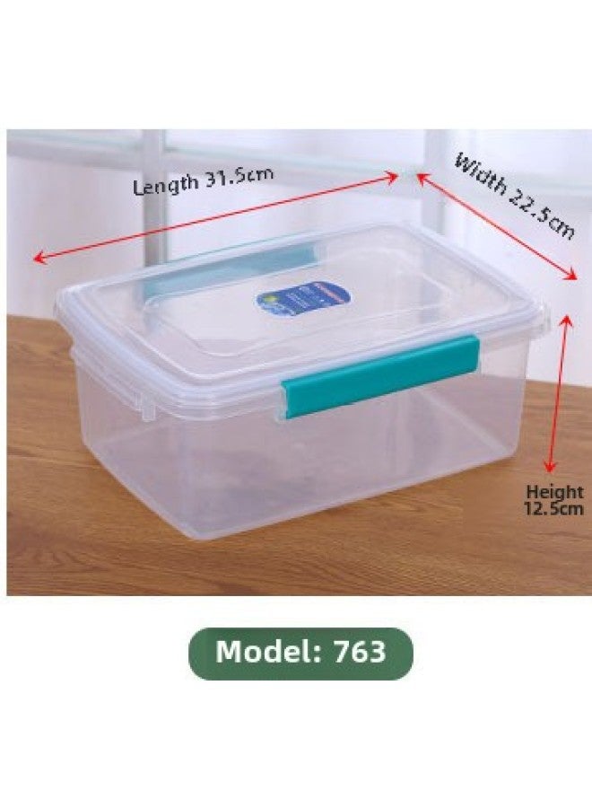 Thickened Seal Ring Storage Box Buckle Box Rectangular Food And Vegetable Refrigerator Crisper Plastic Sealed Box Storage Box-Specifications:763 Thickened Sealing Ring (60 Pieces Per Piece)-Color:Transparent Color  - Image 1