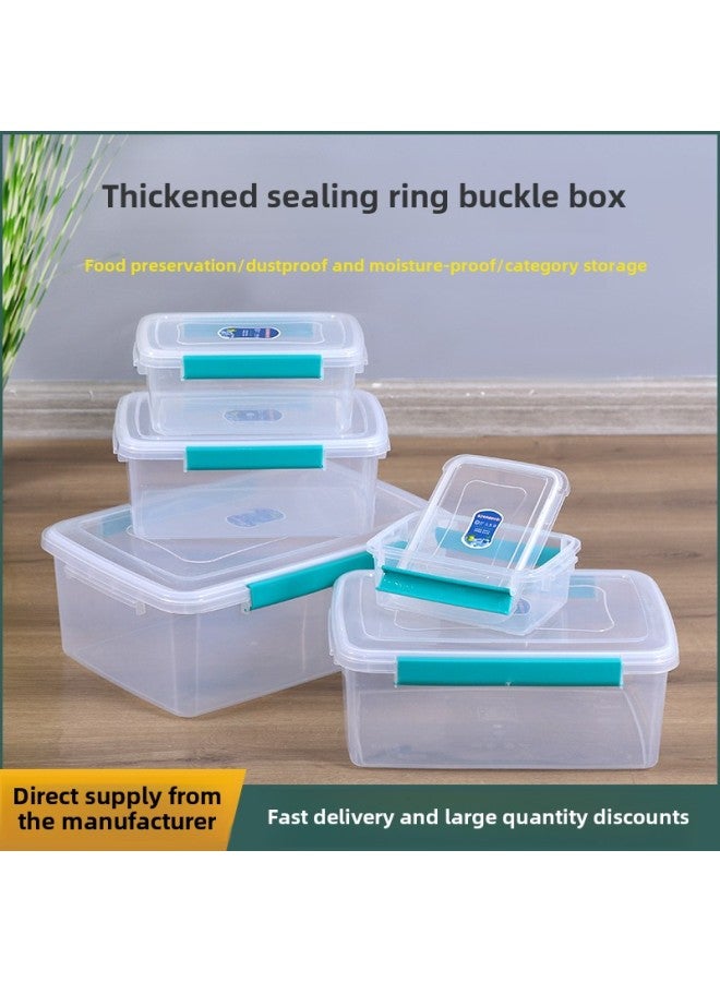Thickened Seal Ring Storage Box Buckle Box Rectangular Food And Vegetable Refrigerator Crisper Plastic Sealed Box Storage Box-Specifications:763 Thickened Sealing Ring (60 Pieces Per Piece)-Color:Transparent Color  - Image 2