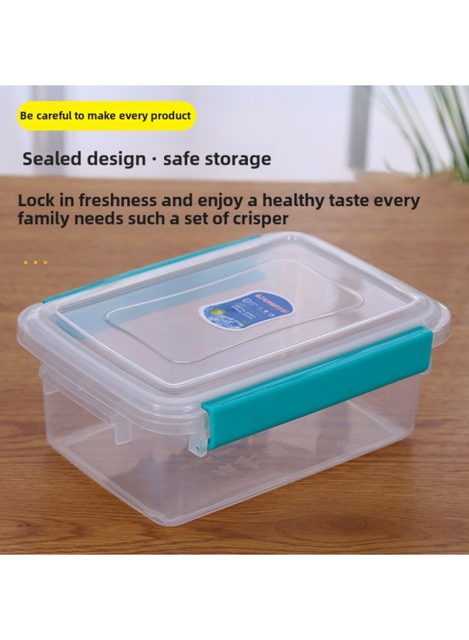 Thickened Seal Ring Storage Box Buckle Box Rectangular Food And Vegetable Refrigerator Crisper Plastic Sealed Box Storage Box-Specifications:763 Thickened Sealing Ring (60 Pieces Per Piece)-Color:Transparent Color  - Image 3