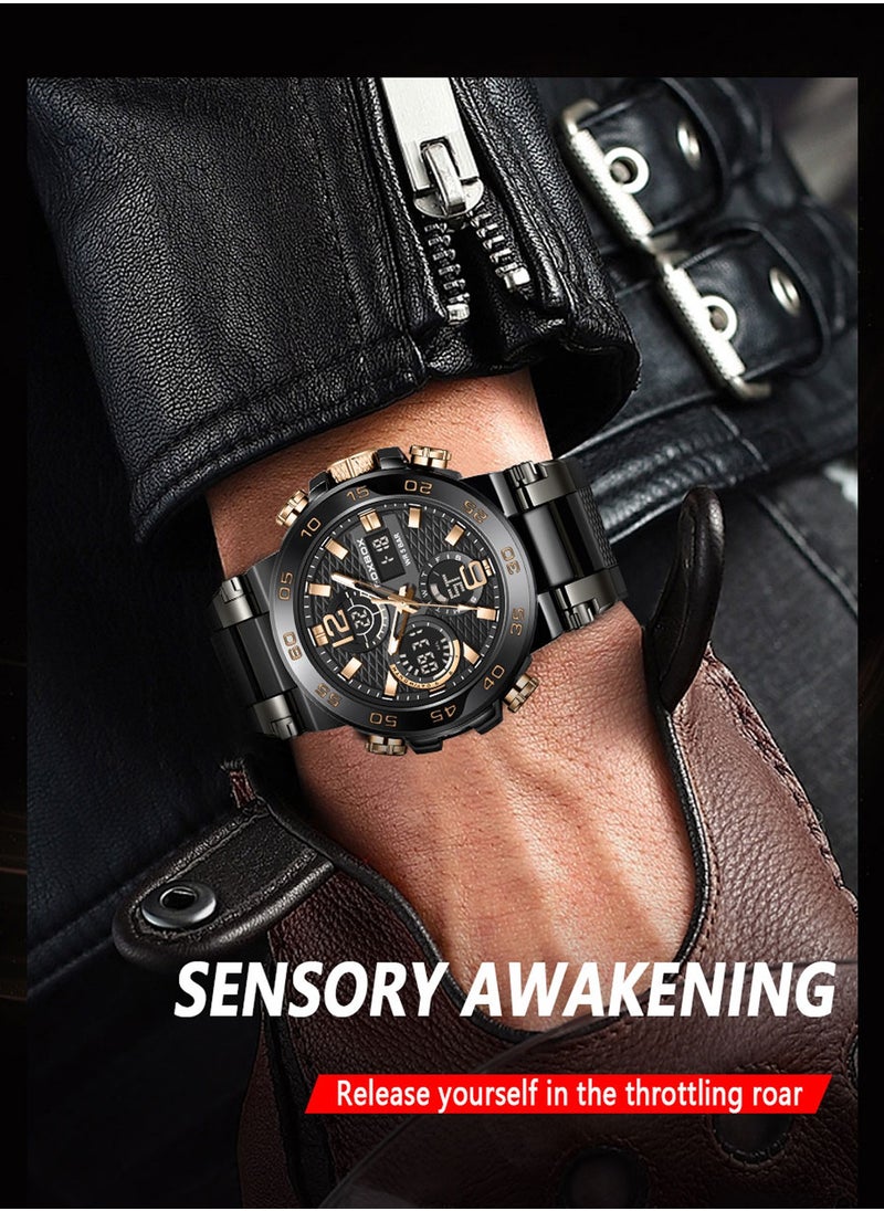 FOXBOX Fashion Stylish Waterproof Wrist Watches for Men Sports Quartz Watch Rose Gold & Black  - Image 5