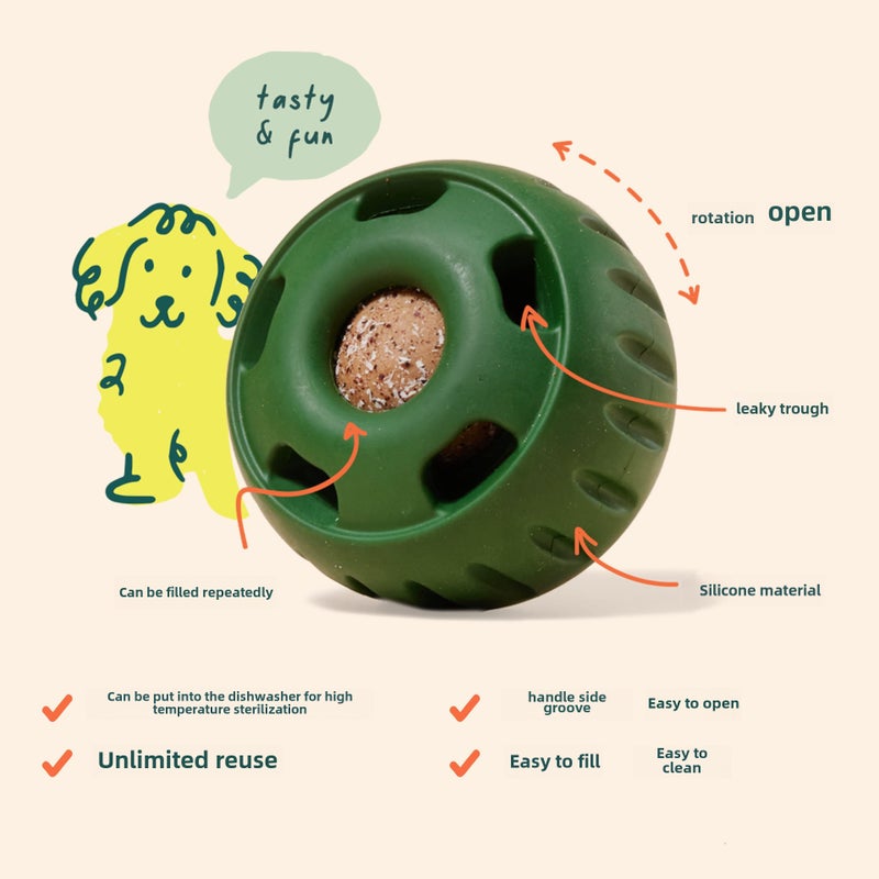 Cross-Border Export Picupsicle Dog Silicone Slow Feeder Leakage Licking Fengrong Toy Ball Tray Grinding Tool(Slow Food Ball [Green]]) - Image 4