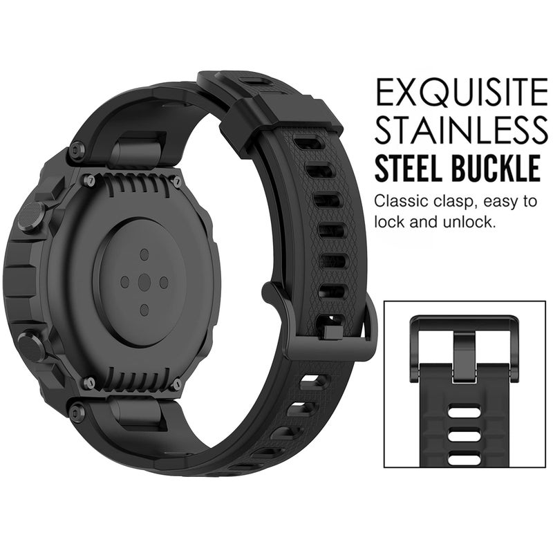 QGHXO حزام QGHXO لساعة Amazfit T-Rex، حزام بديل من السيليكون الناعم لساعة Amazfit T-Rex/T-Rex Pro الذكية (بدون جهاز تتبع، حزام بديل فقط) - Image 3