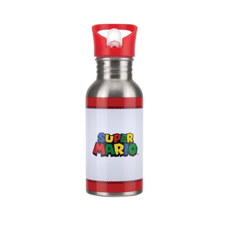 Paladone Super Mario Metal Water Bottle with Straw - Officially Licensed Merchandise - Image 1
