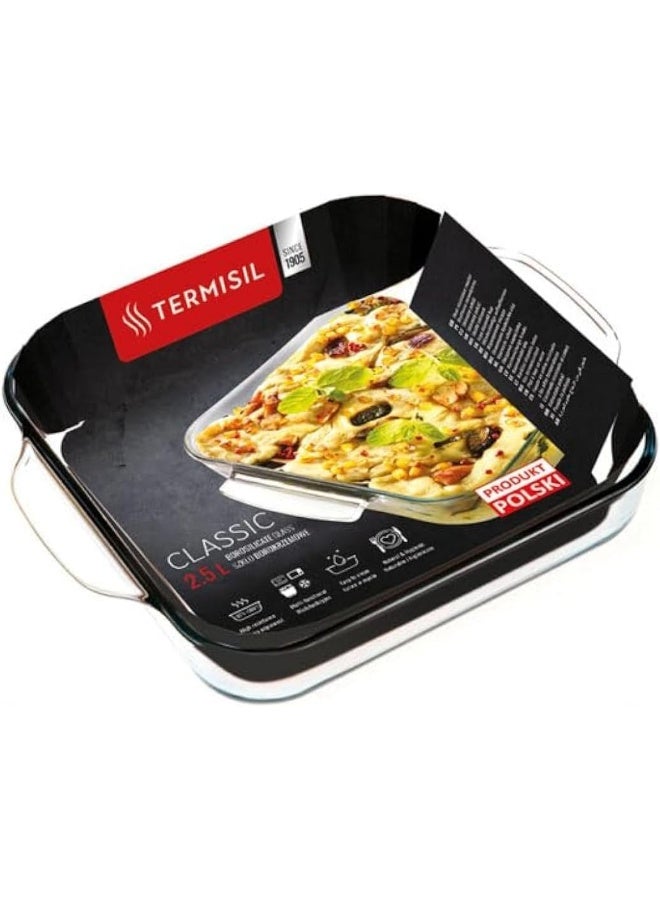 Termisil Termisil Borosilicate Glass Square Roaster, 2.5 Liter Capacity, Transparent  - Image 1