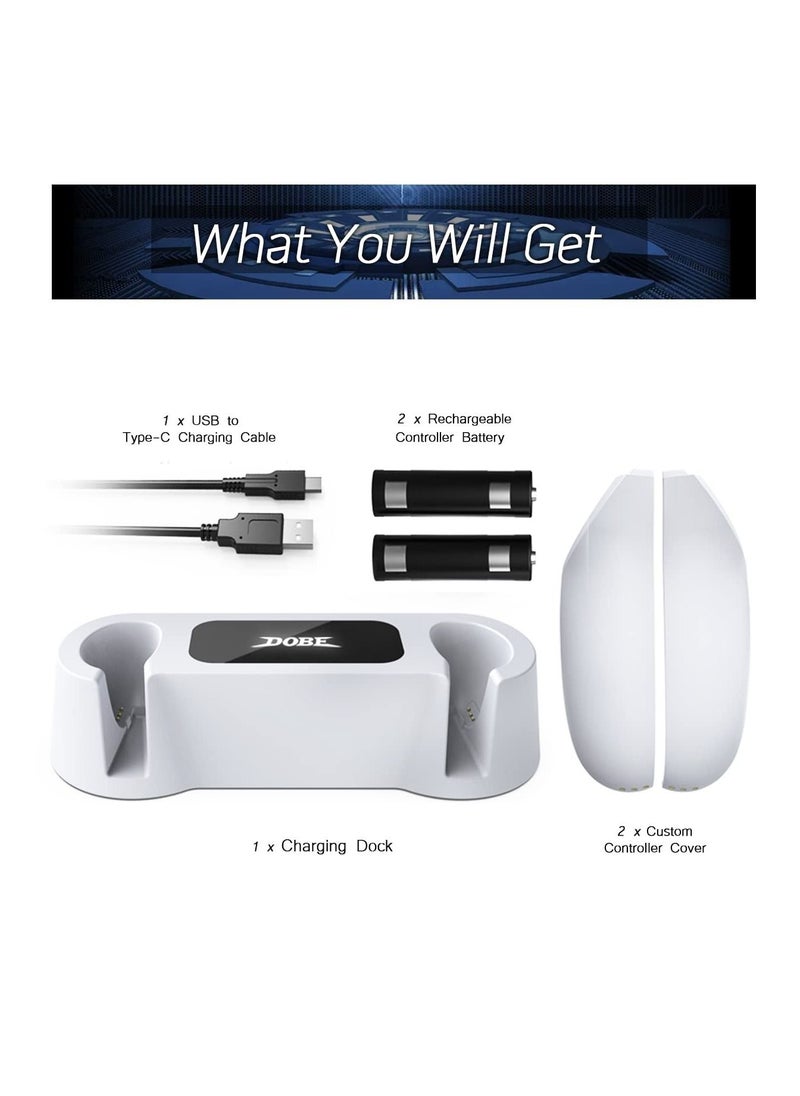 DOBE - Charging Dock for Oculus Quest 2 Controllers VR Accessories Charger Station for Oculus Quest 2 Controllers with 2 Rechargeable Batteries Fast Charging Station Set with Type-C Charging Cable - Image 1