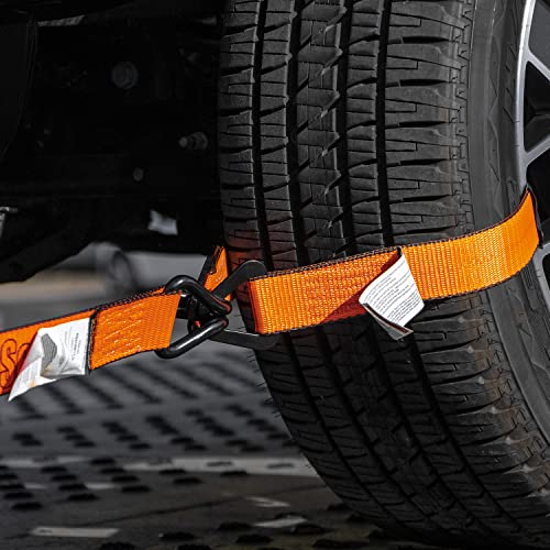 VULCAN Car Tie Down Axle Strap with Wear Pad - 2 Inch x 36 Inch - 4 Pack - PROSeries - 3,300 Pound Safe Working Load - Image 3