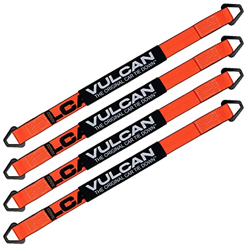 VULCAN Car Tie Down Axle Strap with Wear Pad - 2 Inch x 36 Inch - 4 Pack - PROSeries - 3,300 Pound Safe Working Load - Image 1