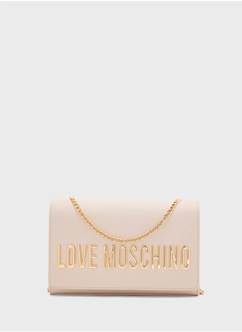 Love Moschino Chain Detailed Flap Over Clutche