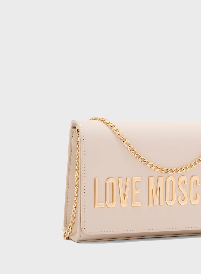 لوف موسكينو Chain Detailed Flap Over Clutche