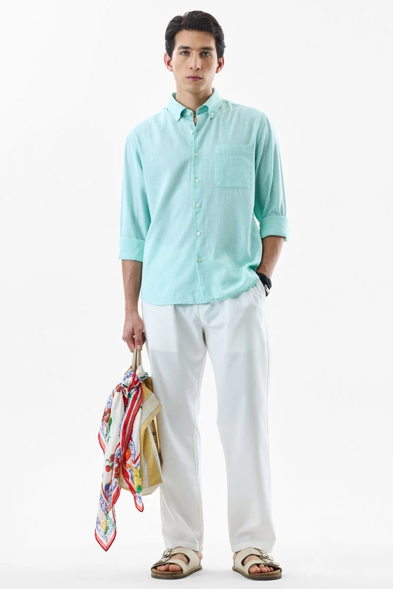 SNITCH Gingham Regular Fit Linen Blend Shirt