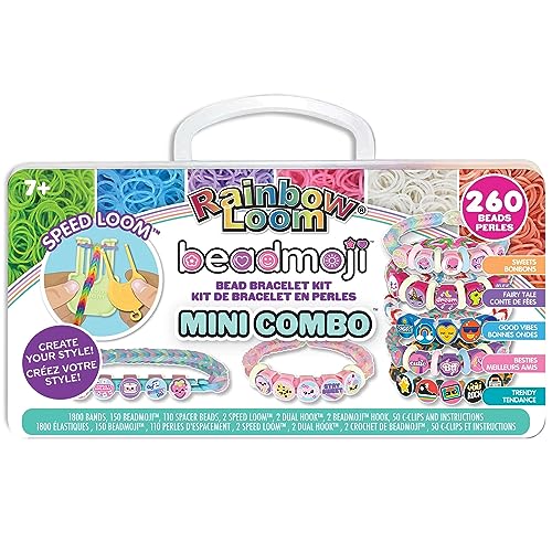 Rainbow Loom Beadmoji Mini Combo DIY Rubber Band Bead Bracelet Kit Includes 1800 Bands 260 Beads Design Create Ages 7 - Image 1