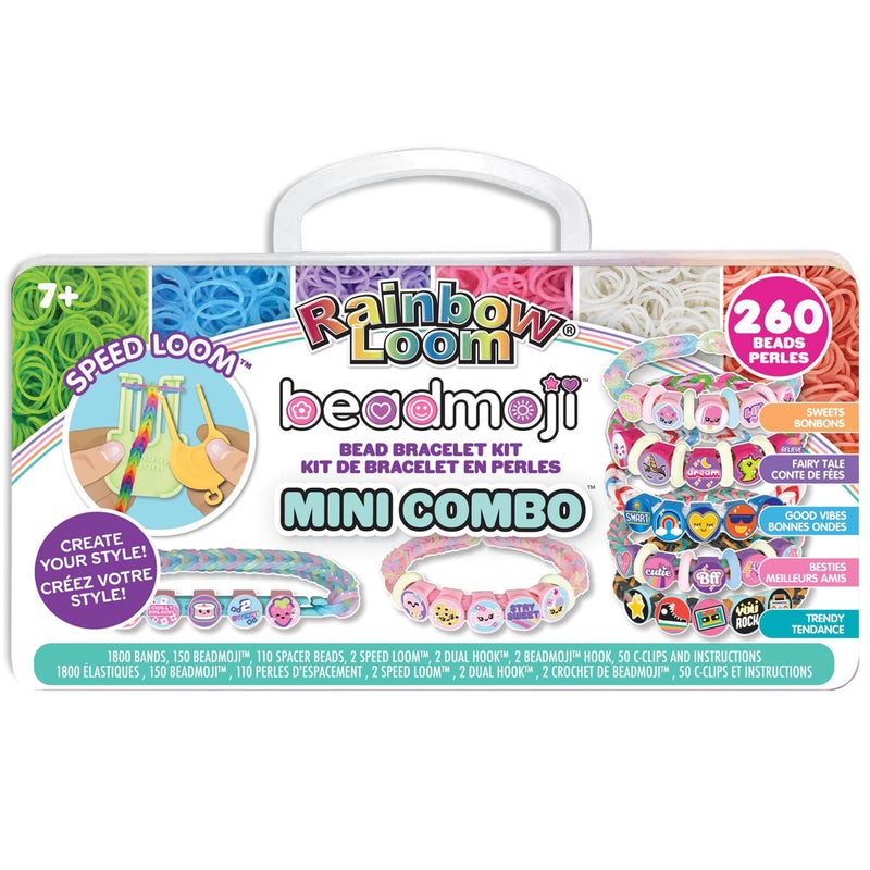 Rainbow Loom Beadmoji Mini Combo DIY Rubber Band Bead Bracelet Kit Includes 1800 Bands 260 Beads Design Create Ages 7 - Image 2